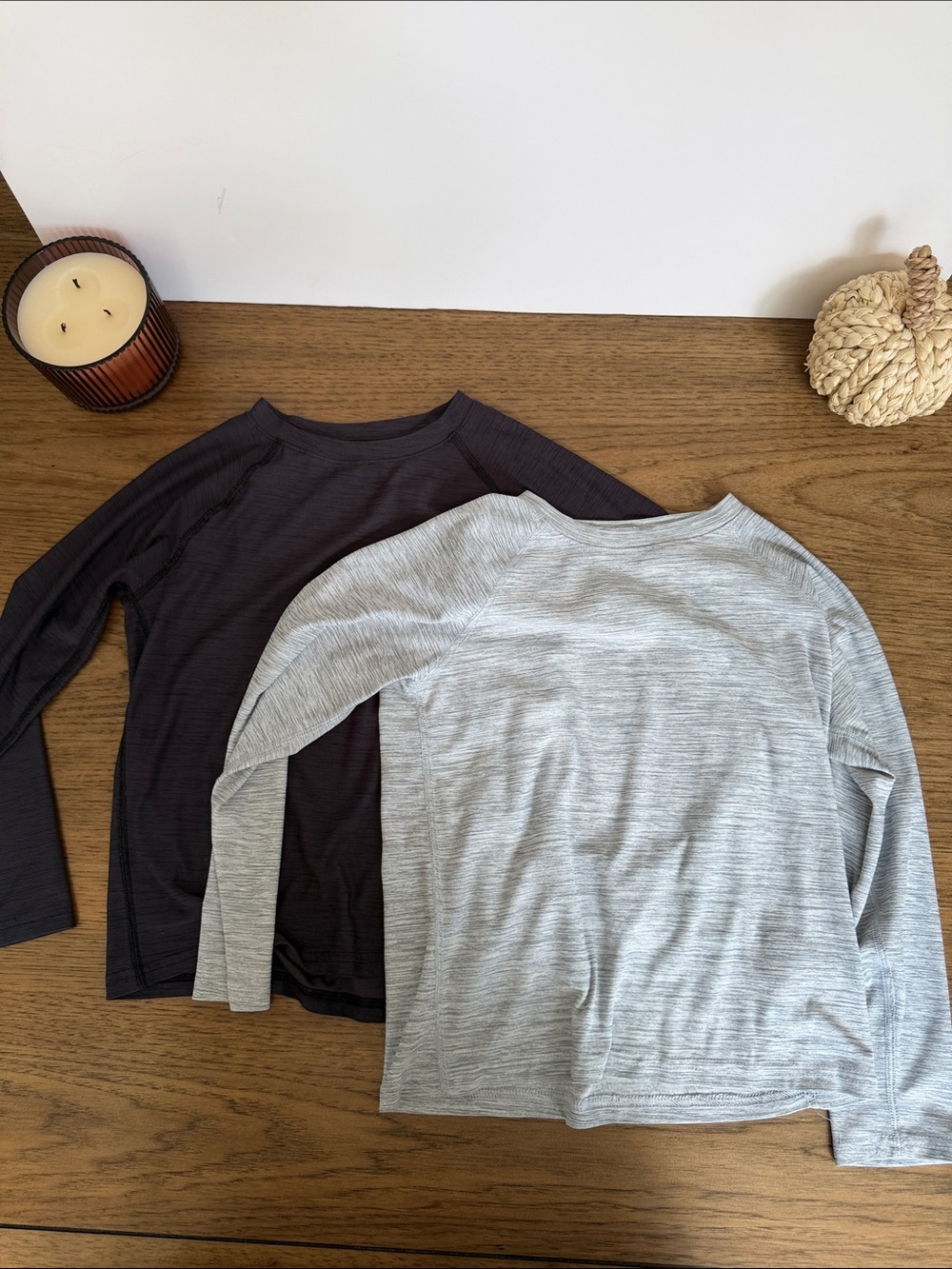 Old Navy Active Kids Long-Sleeve Raglan Top - Light Gray and Charcoal